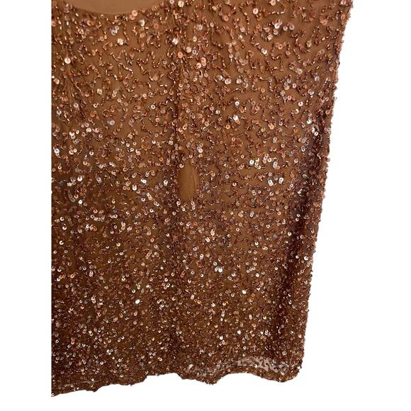 Revolve Retrofete Mich Beaded Sequin Mini Dress Cowl Neck Bronze Size Medium - Picture 15 of 15